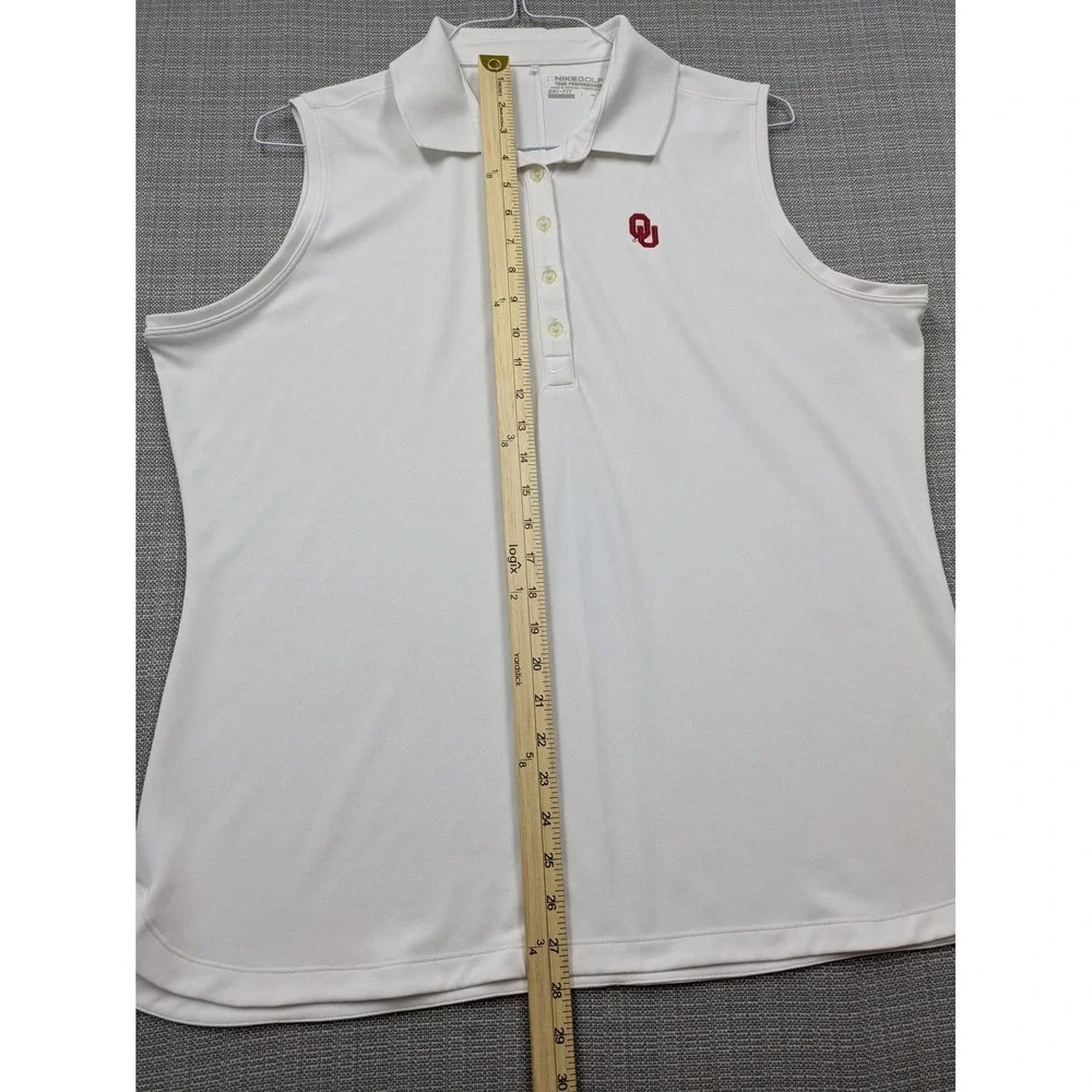 Oklahoma Sooners Polo Shirt Womens 2XL White NCAA Golf Nike Dri Fit Sleeveless